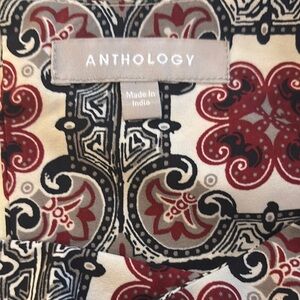 Floral Patterned Blouse with Red Accents